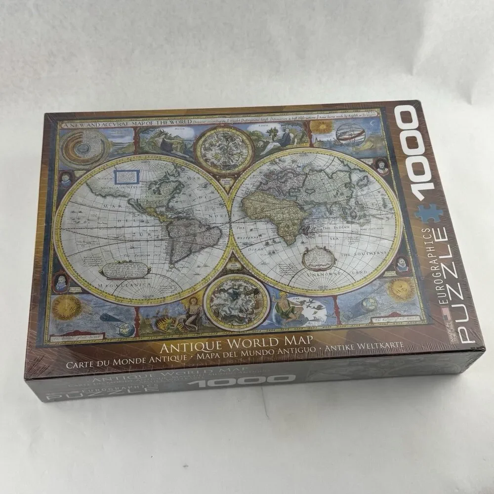 EuroGraphics Antique World Map Puzzle 1000 Piece 6000 2006 Jigsaw New Sealed